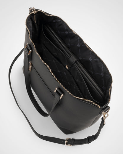 Inga Large Zip Top Tote Bag With Laptop Pocket + Monogram Bag Strap-Handbags-PEROZ Accessories