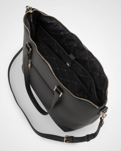 Inga Large Zip Top Tote Bag With Laptop Pocket + Monogram Bag Strap-Handbags-PEROZ Accessories