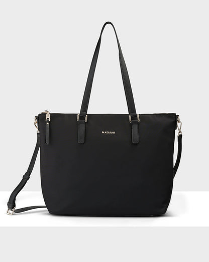Inga Nylon Large Zip Top Tote Bag + Monogram Bag Strap-PEROZ Accessories