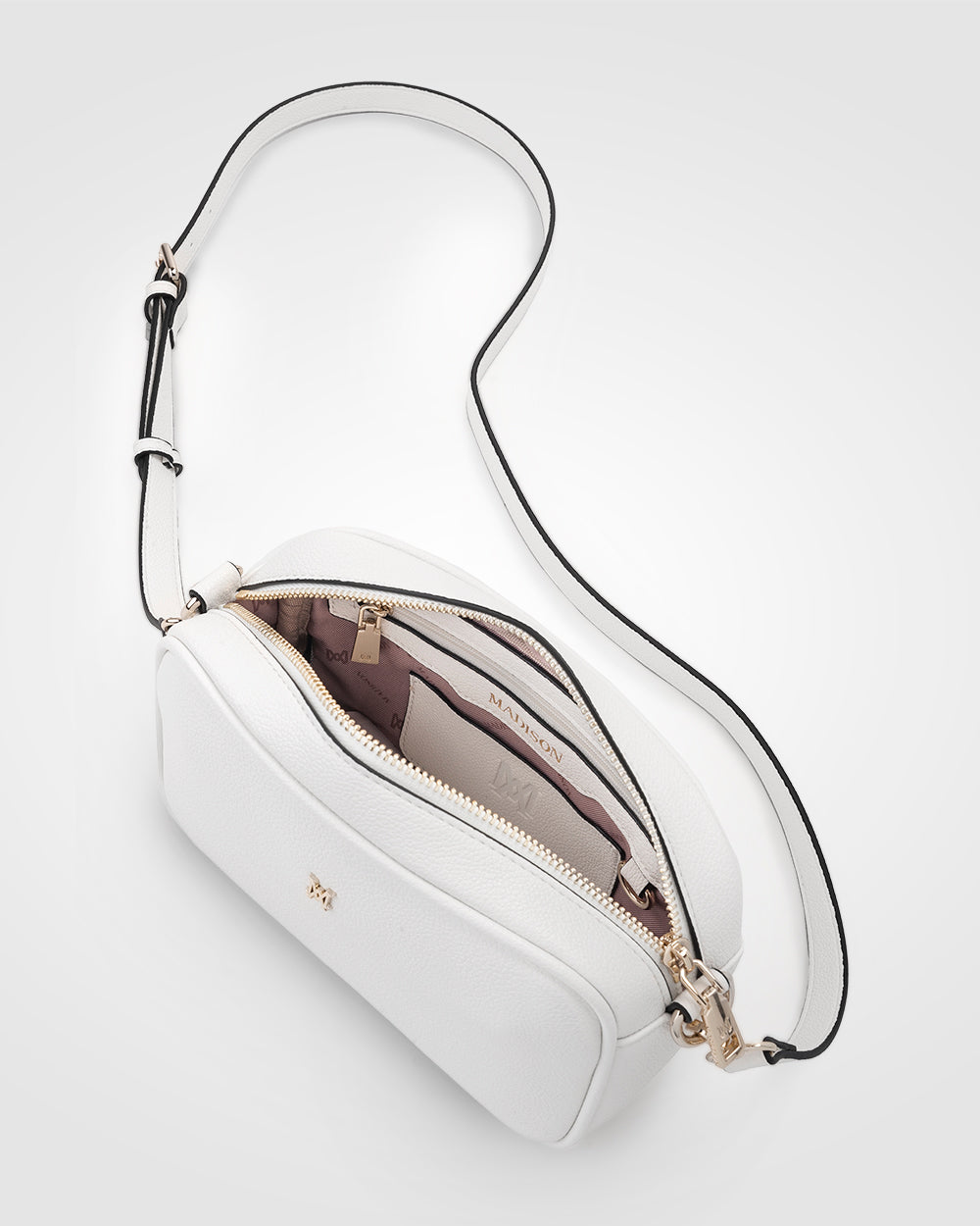 Monica White Camera Crossbody Bag + Utility Bag Strap-Handbags-PEROZ Accessories