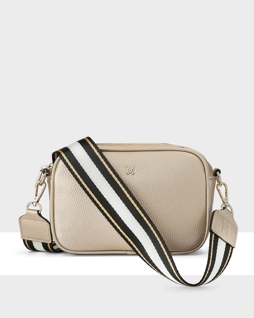 Monica Camera Crossbody Bag + Metallic Stripe Bag Strap-Handbags-PEROZ Accessories