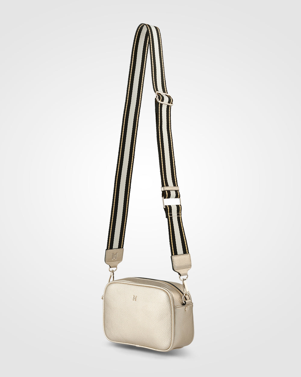 Monica Camera Crossbody Bag + Metallic Stripe Bag Strap-Handbags-PEROZ Accessories