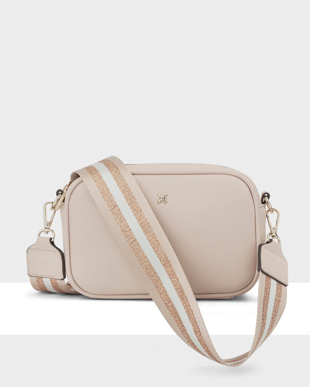 Monica Camera Crossbody Bag + Metallic Stripe Bag Strap-Handbags-PEROZ Accessories