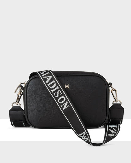 Monica Camera Crossbody Bag + Monogram Stripe Bag Strap-Handbags-PEROZ Accessories