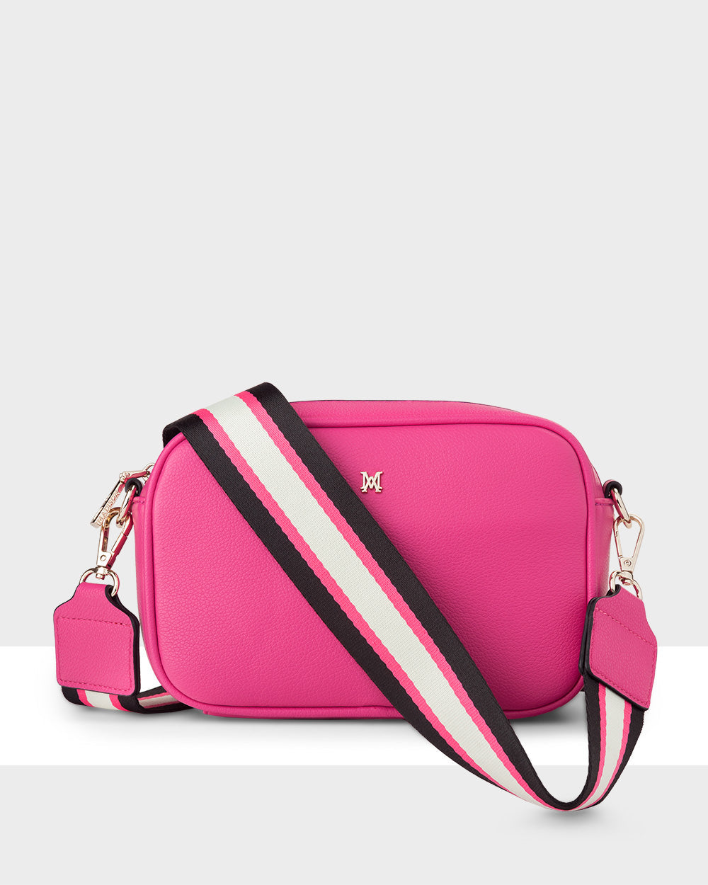 Bag &amp; 3 Straps &quot;One Bag 3 Ways&quot; - Monica Crossbody With Monogram, Stripe &amp; Matching Bag Strap-Handbags-PEROZ Accessories