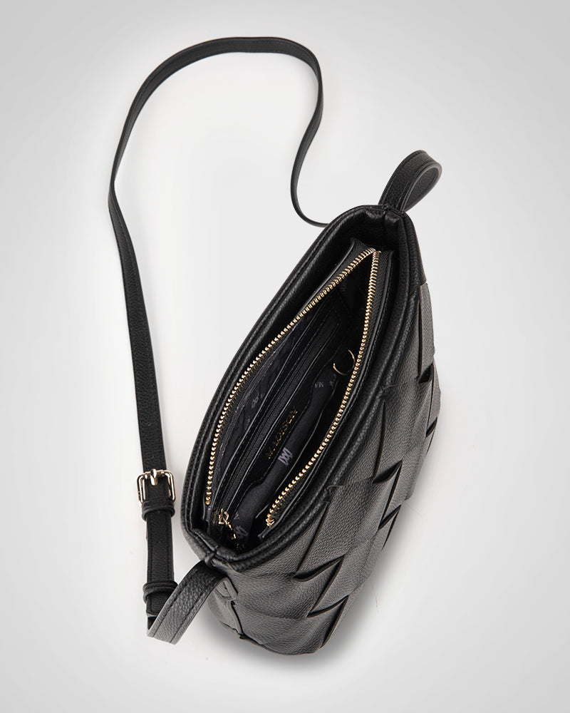 Gillian Weave Front Zip Top Crossbody Bag-PEROZ Accessories