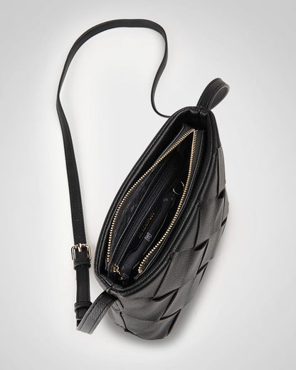 Gillian Weave Front Zip Top Crossbody Bag-PEROZ Accessories