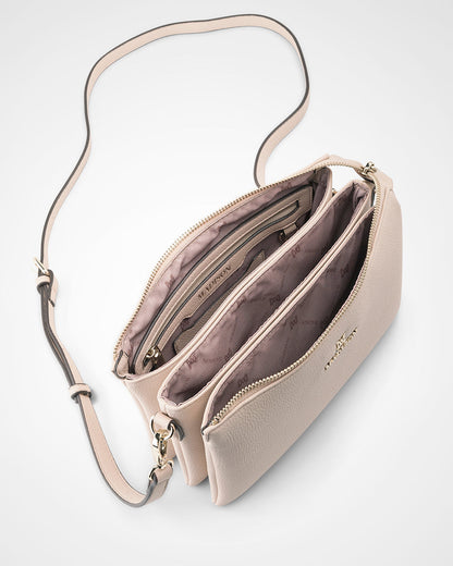 Avery 3 Compartment Crossbody Bag + Metallic Stripe Bag Strap-Handbags-PEROZ Accessories
