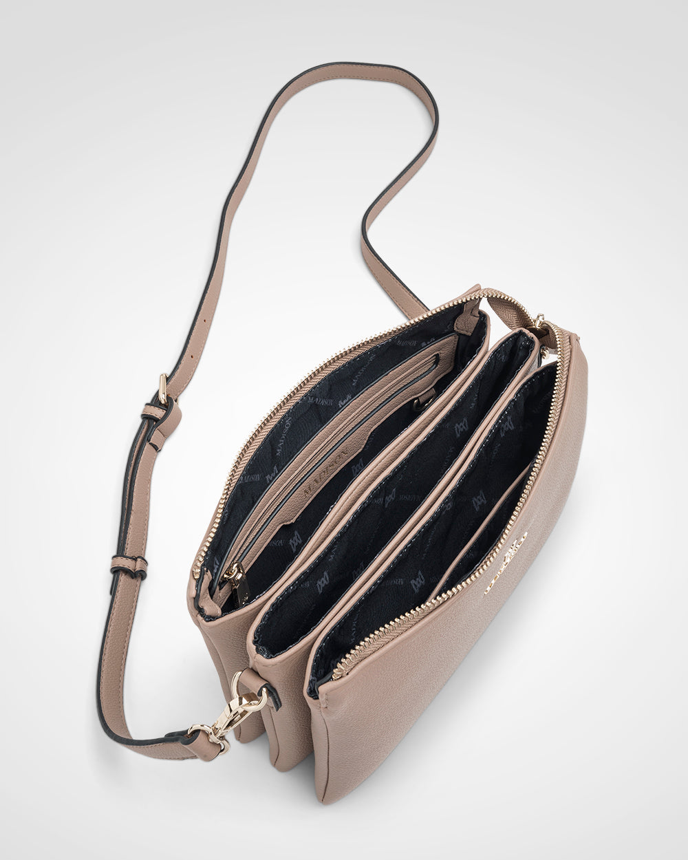 Avery 3 Compartment Crossbody Bag + Monogram Bag Strap-Handbags-PEROZ Accessories