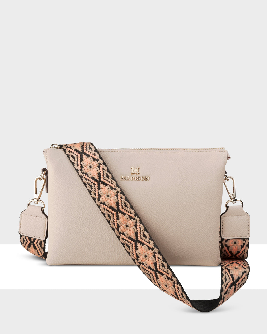 Avery 3 Compartment Crossbody Bag + Aztec Bag Strap-Handbags-PEROZ Accessories