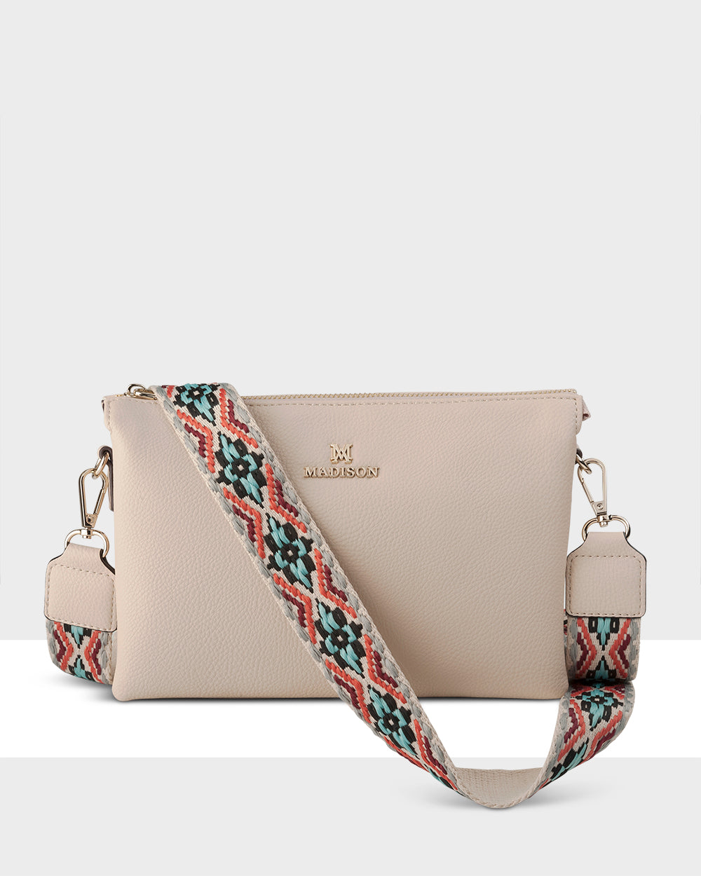 Avery 3 Compartment Crossbody Bag + Aztec Bag Strap-Handbags-PEROZ Accessories