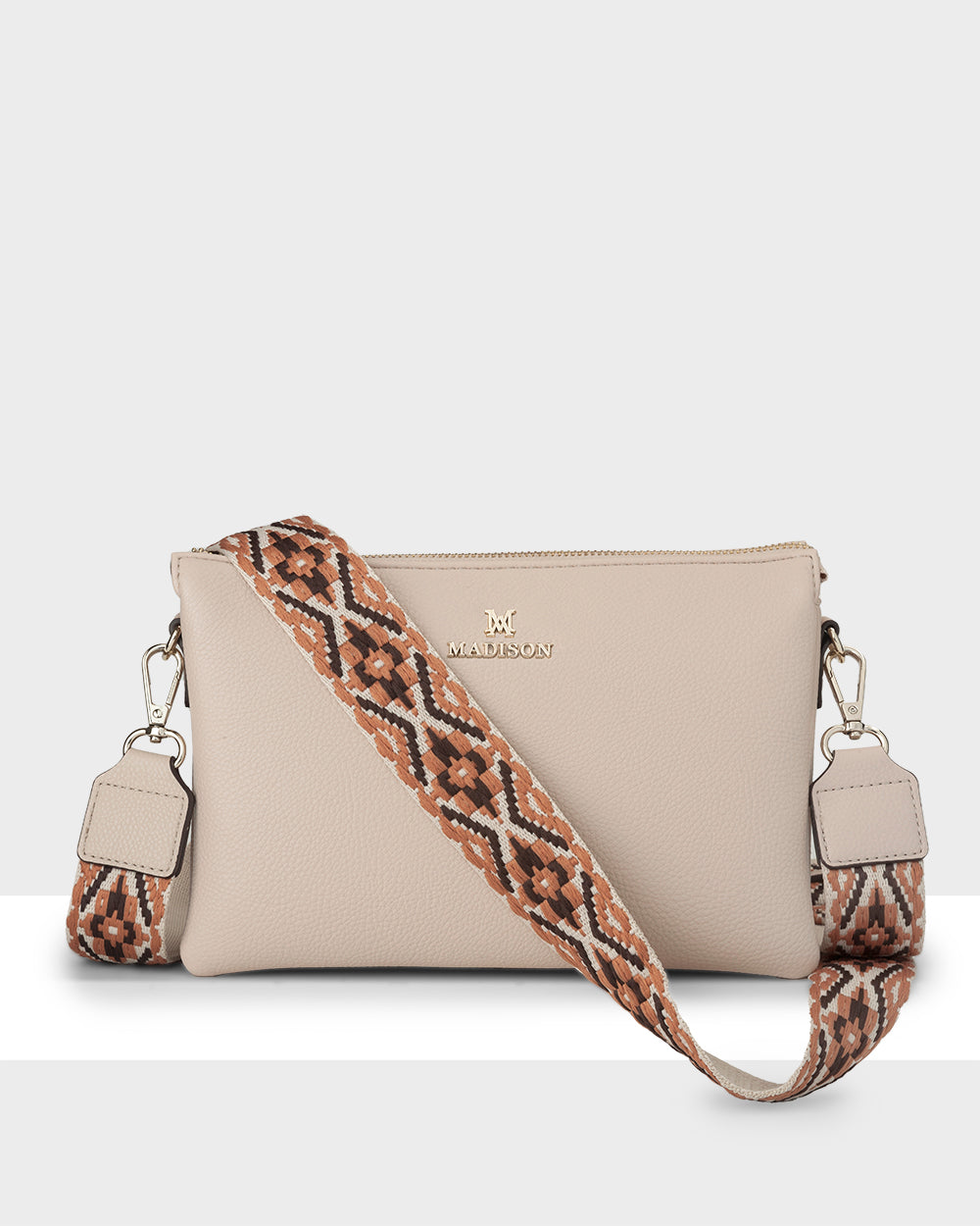 Avery 3 Compartment Crossbody Bag + Aztec Bag Strap-Handbags-PEROZ Accessories