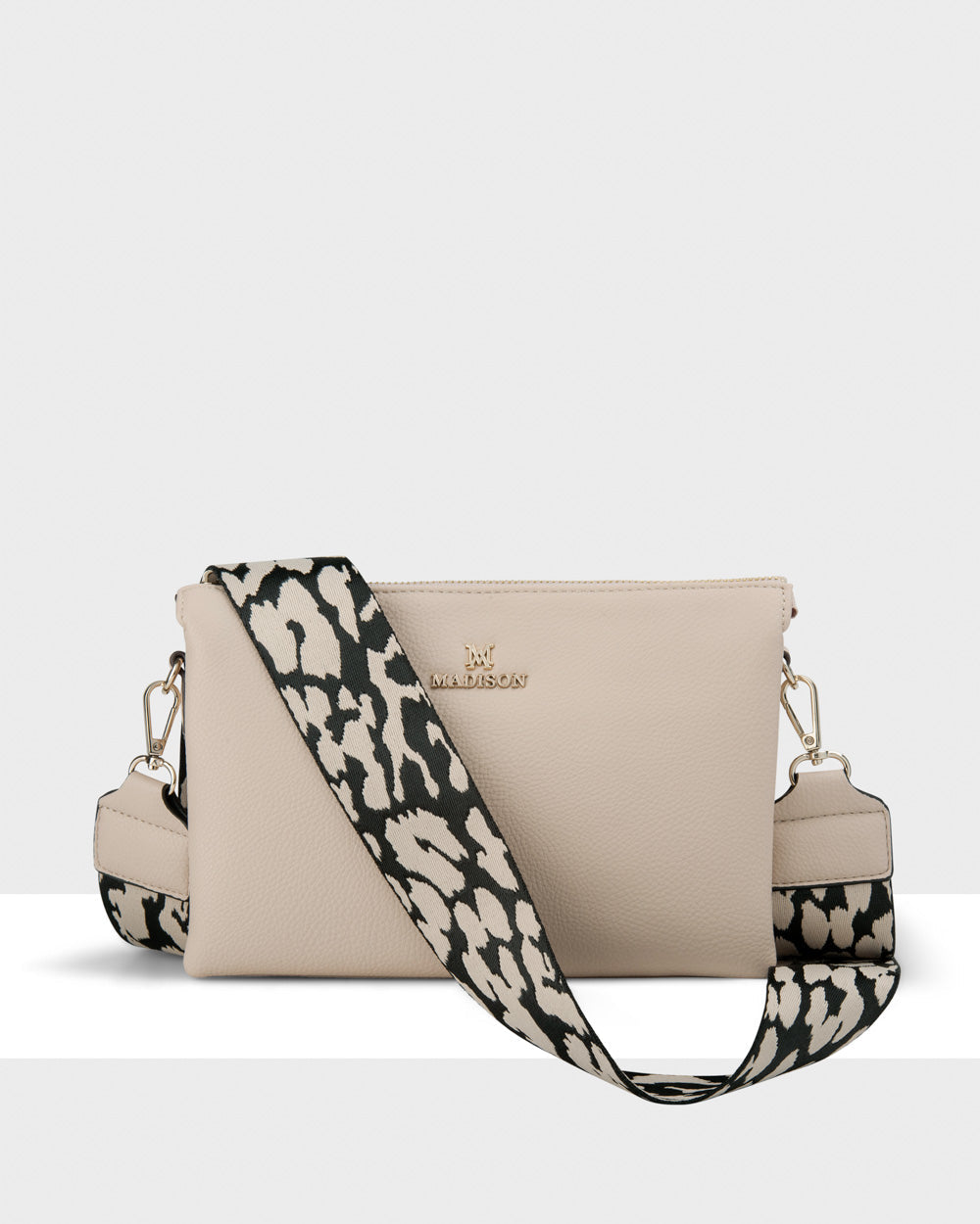 Avery 3 Compartment Crossbody Bag + Leopard Bag Strap-Handbags-PEROZ Accessories