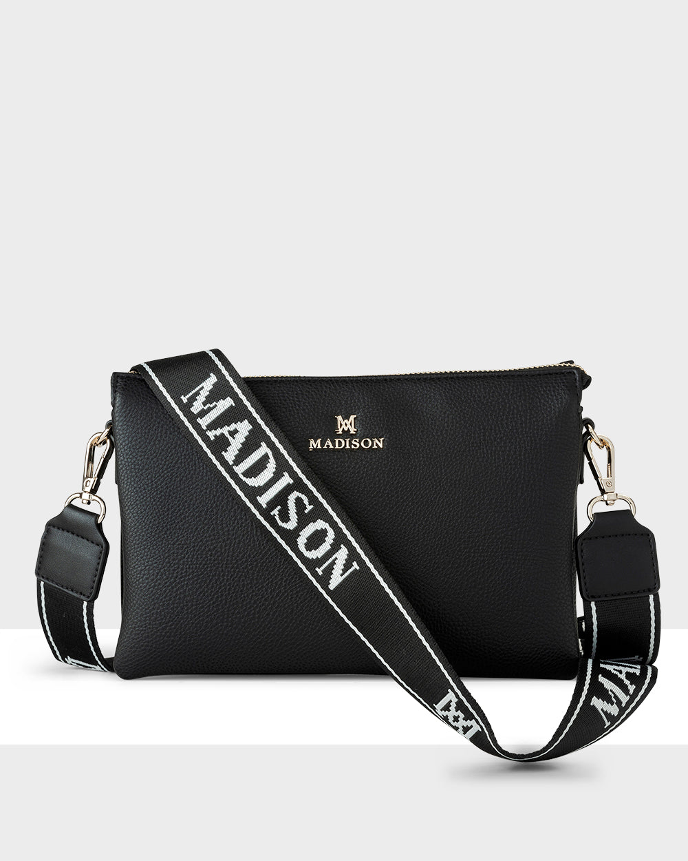 Avery 3 Compartment Crossbody Bag + Monogram Stripe Bag Strap-Handbags-PEROZ Accessories