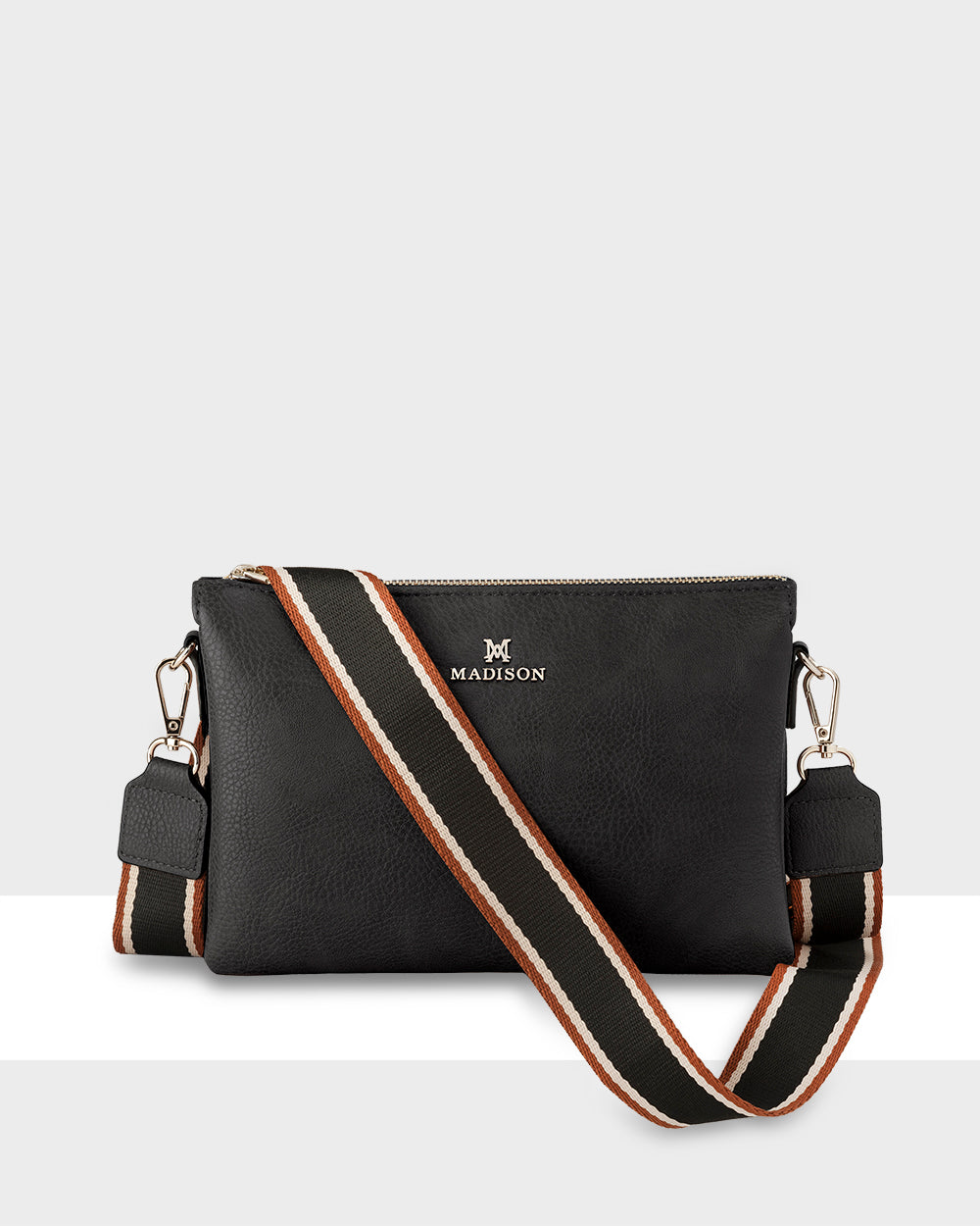 Avery 3 Compartment Crossbody Bag + Stripe Bag Strap-Handbags-PEROZ Accessories