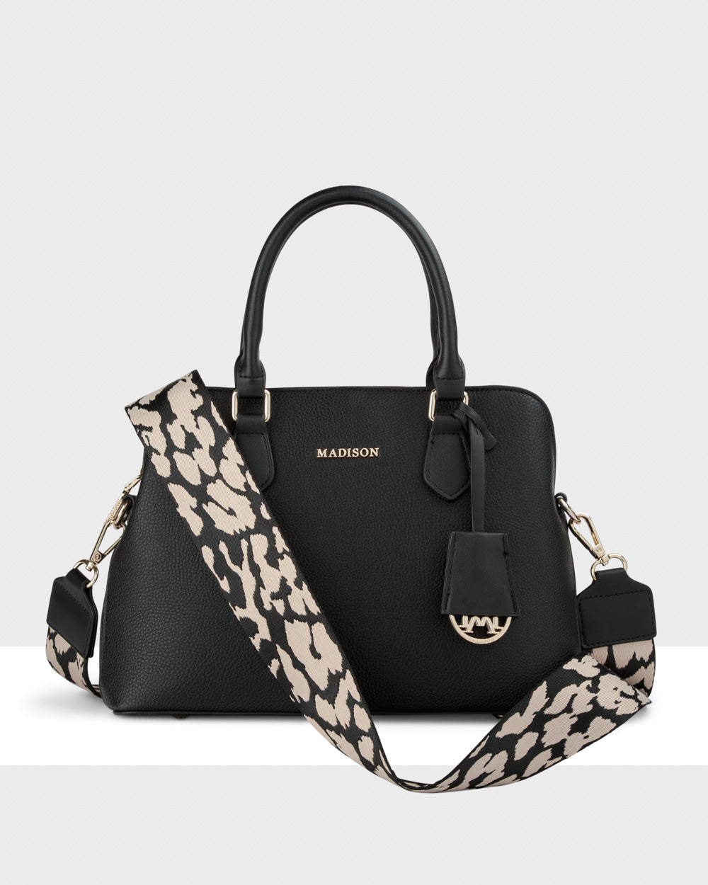 Tilli 3 Compartment Curve Top Satchel Bag + Leopard Pattern Strap-PEROZ Accessories