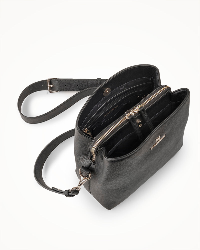 Joanie 3 Compartment Crossbody Bucket Bag + Zebra Bag Strap-PEROZ Accessories