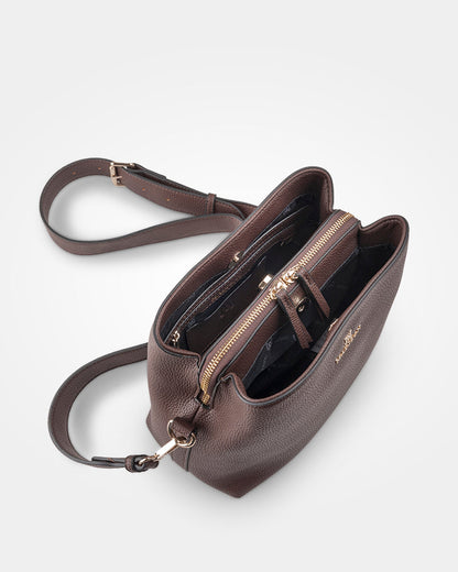 Joanie 3 Compartment Crossbody Bucket Bag + Plait Strap-PEROZ Accessories