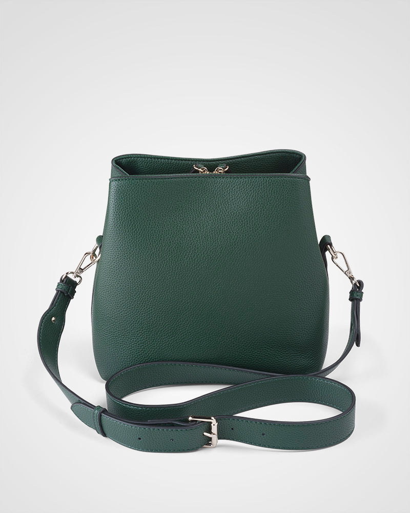 Joanie 3 Compartment Crossbody Bucket Bag + Monogram Bag Strap-Handbags-PEROZ Accessories