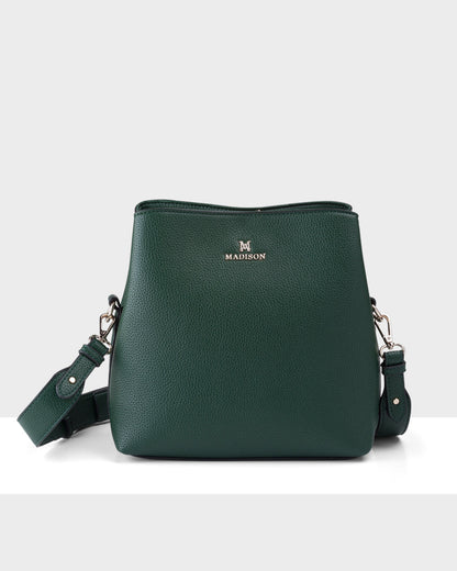 Joanie 3 Compartment Crossbody Bucket Bag + Monogram Bag Strap-Handbags-PEROZ Accessories