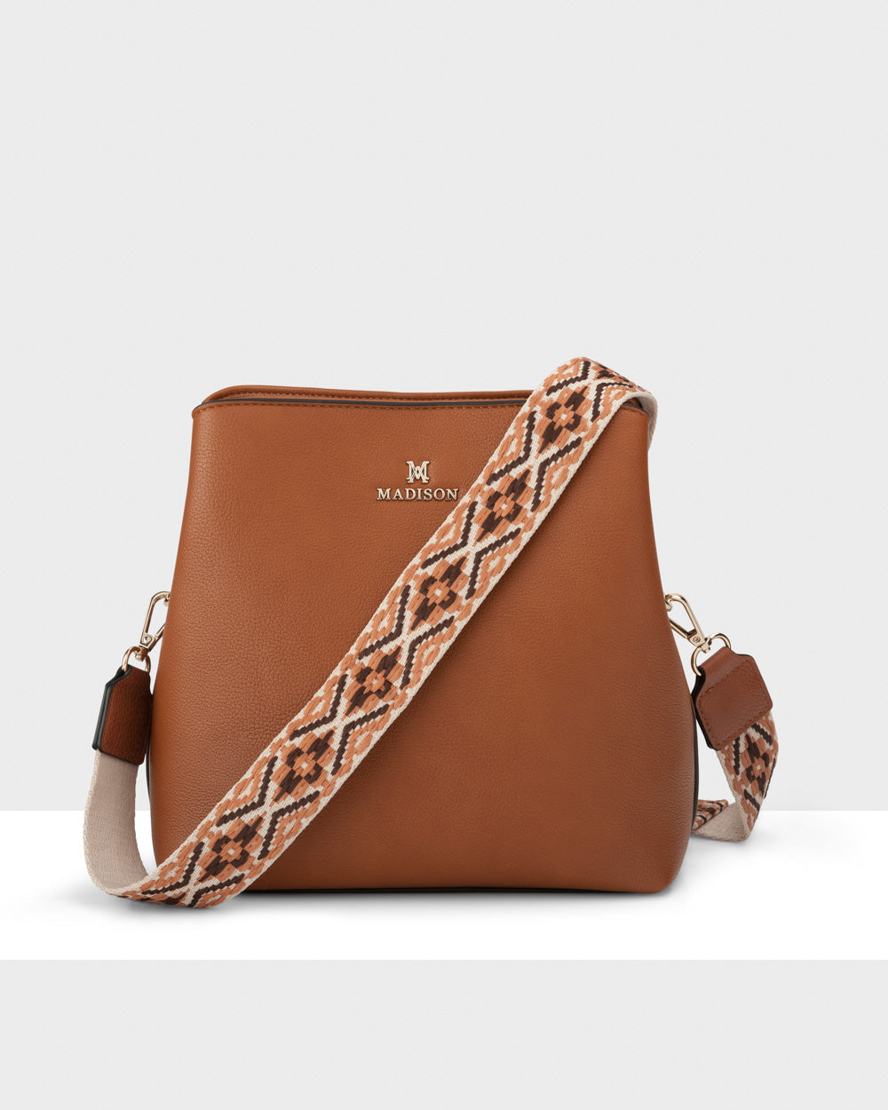Joanie 3 Compartment Crossbody Bucket Bag + Aztec Bag Strap-PEROZ Accessories