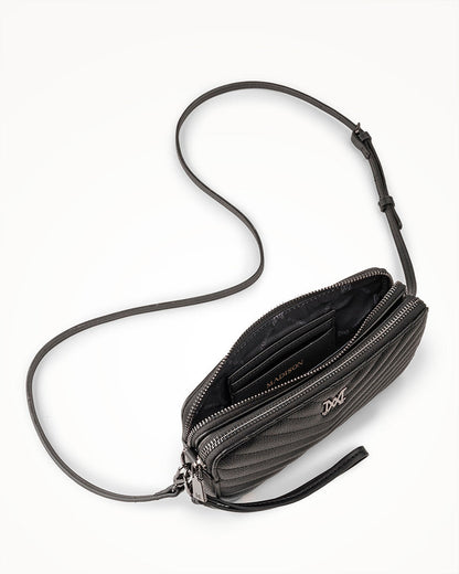 Zoe V-Stitch Slim Double Zip Camera Bag With Detachable Wrist Strap-PEROZ Accessories
