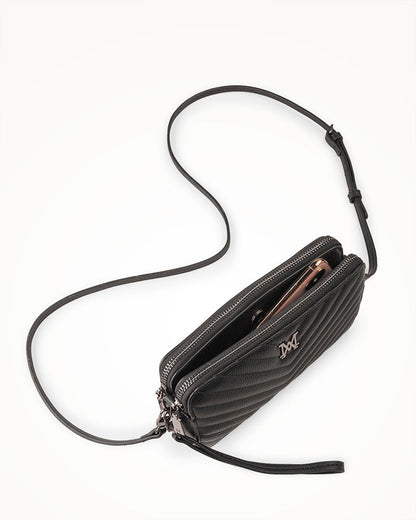 Zoe V-Stitch Slim Double Zip Camera Bag With Detachable Wrist Strap-PEROZ Accessories