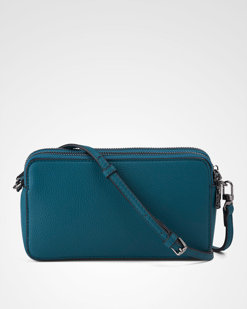 Zoe V-Stitch Slim Double Zip Camera Bag With Detachable Wrist Strap-PEROZ Accessories