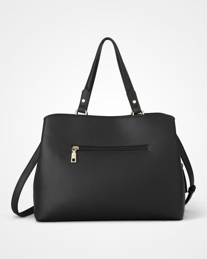 Katherine Medium Satchel With 3 Compartments &amp; Crossbody Strap-Handbags-PEROZ Accessories