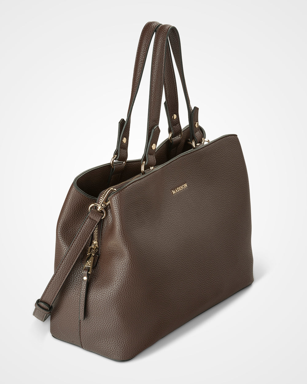 Katherine Medium Satchel With 3 Compartments &amp; Crossbody Strap-Handbags-PEROZ Accessories