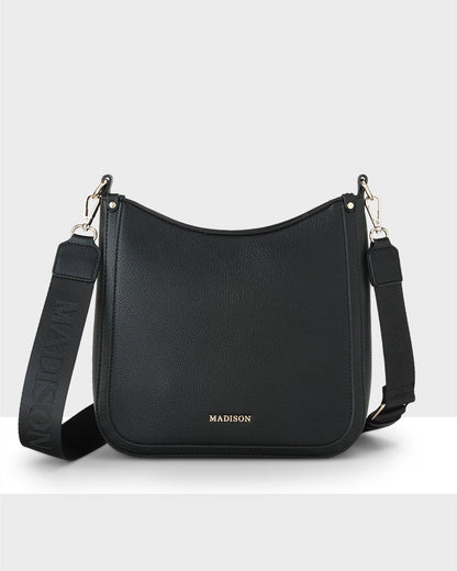 Tina Medium Zip Top Convertible Sling Bag With Matching &amp; Webbing Crossbody Straps-Handbags-PEROZ Accessories