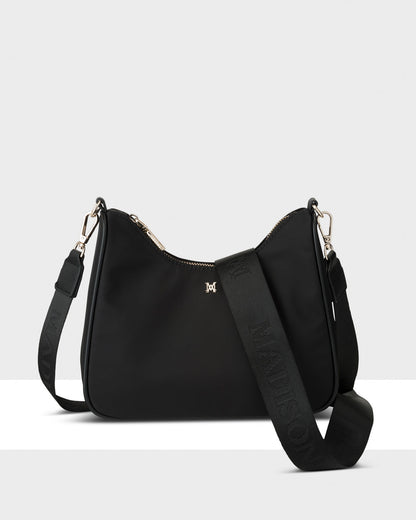 Olivia Nylon Crescent Crossbody Bag + Monogram Bag Strap-PEROZ Accessories