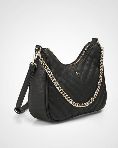 Olivia V-Stitch Hobo Crossbody With Chain Strap-PEROZ Accessories