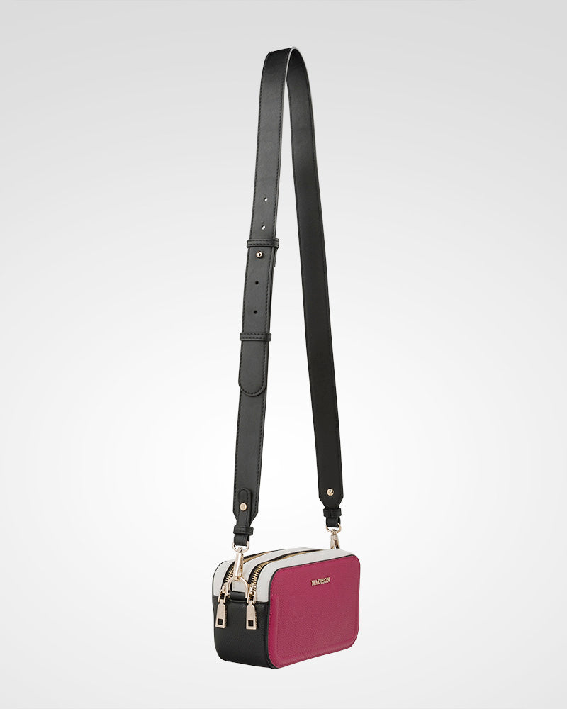 Maddie Double Zip Camera Crossbody Bag + Monogram Bag Strap-PEROZ Accessories