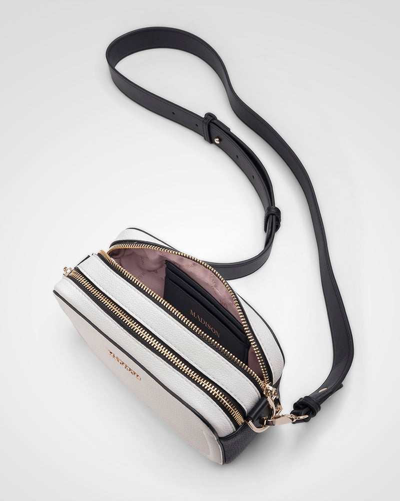 Maddie Double Zip Camera Crossbody Bag + Stripe Bag Strap-PEROZ Accessories