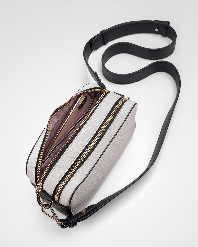 Maddie Double Zip Camera Crossbody Bag + Stripe Bag Strap-PEROZ Accessories