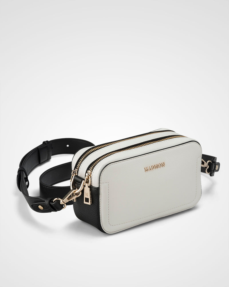 Maddie Double Zip Camera Crossbody Bag + Monogram Bag Strap-PEROZ Accessories