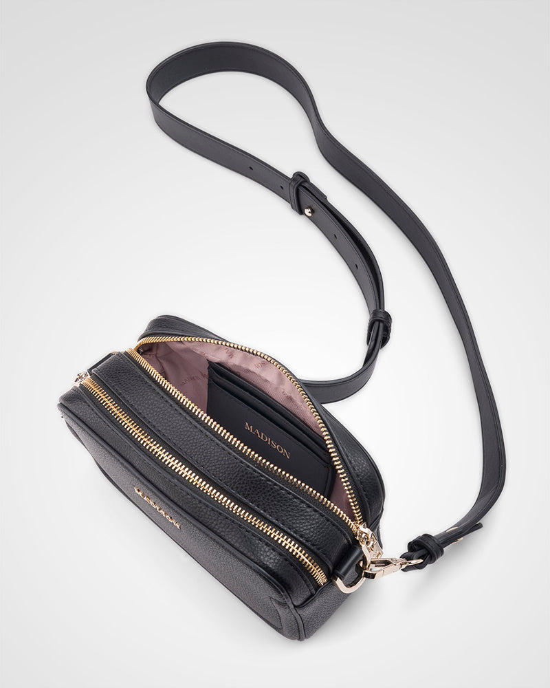 Maddie Double Zip Camera Crossbody Bag + Aztec Bag Strap-PEROZ Accessories