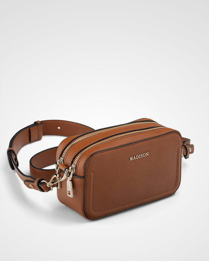 Maddie Double Zip Camera Crossbody Bag + Aztec Bag Strap-PEROZ Accessories