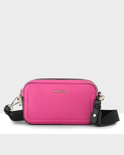 Maddie Double Zip Camera Crossbody Bag + Monogram Bag Strap-Handbags-PEROZ Accessories