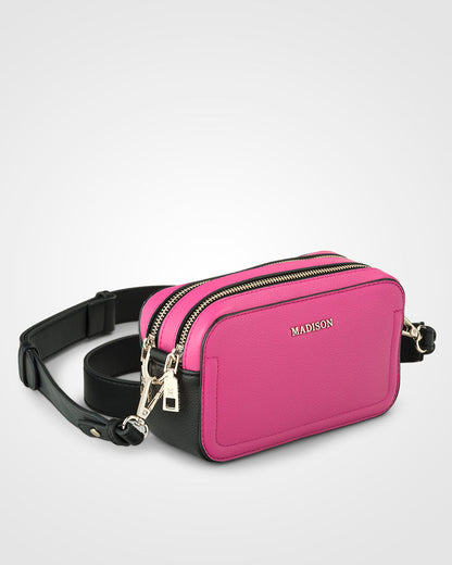 Maddie Double Zip Camera Crossbody Bag + Monogram Bag Strap-Handbags-PEROZ Accessories