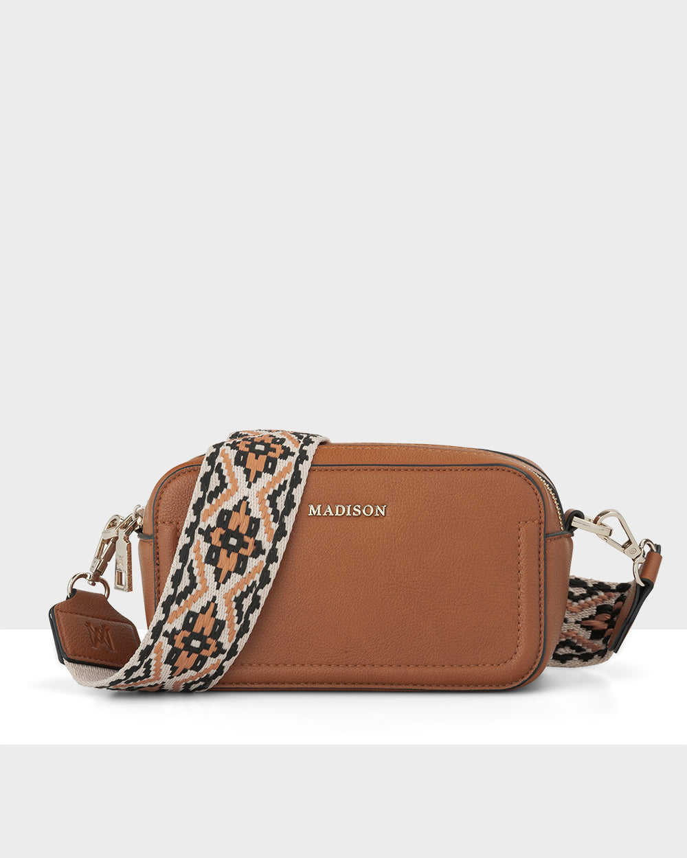 Maddie Double Zip Camera Crossbody Bag + Aztec Bag Strap-Handbags-PEROZ Accessories