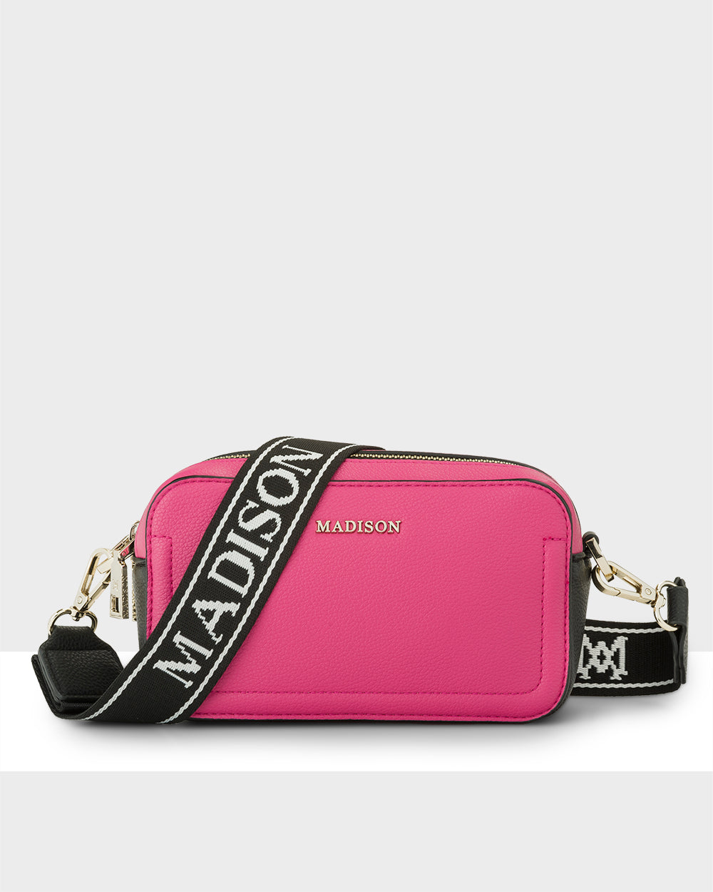 Maddie Double Zip Camera Crossbody Bag + Monogram Stripe Bag Strap-Handbags-PEROZ Accessories