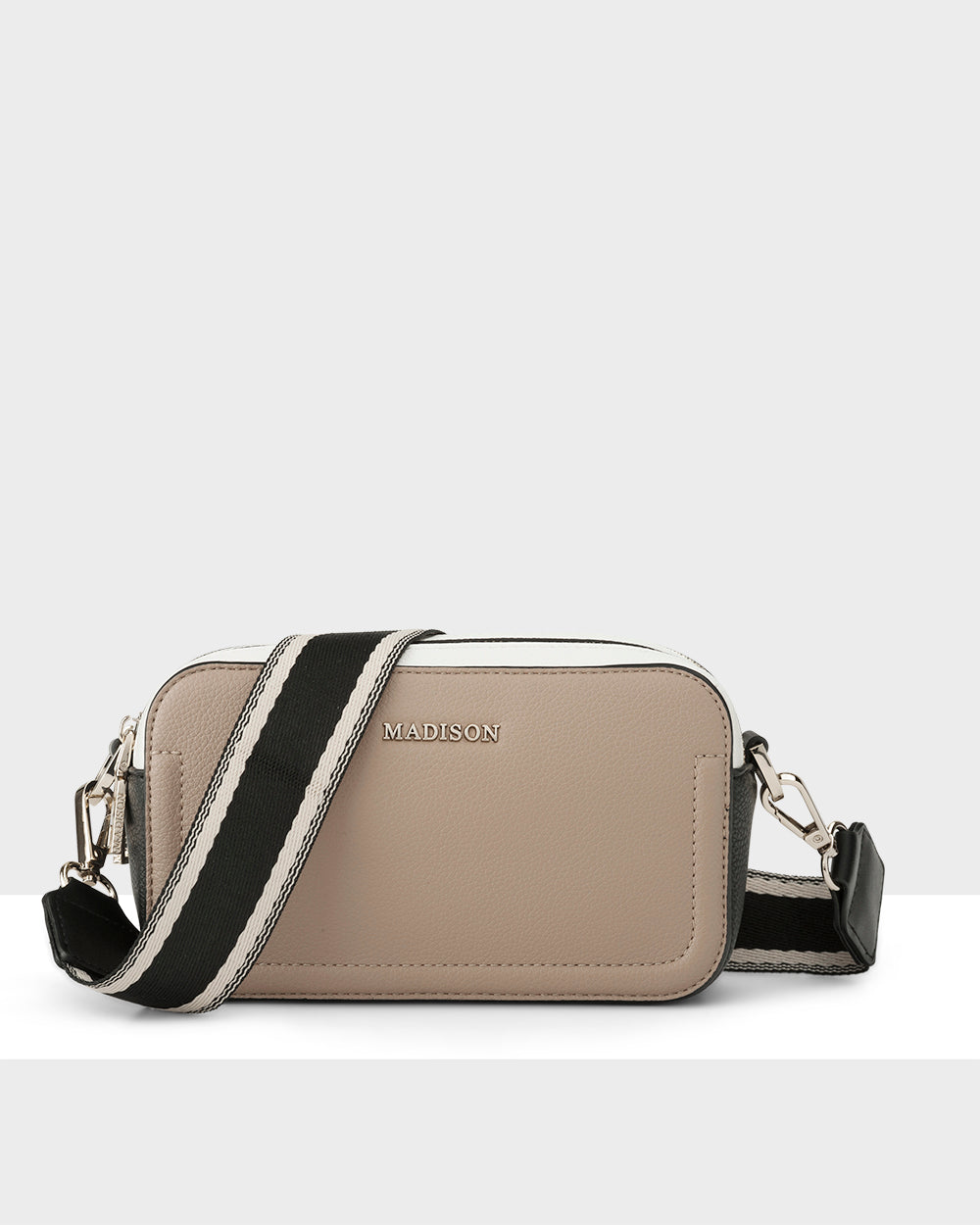 Maddie Double Zip Camera Crossbody Bag + Stripe Bag Strap-Handbags-PEROZ Accessories