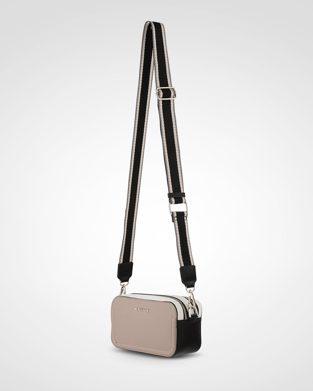 Maddie Double Zip Camera Crossbody Bag + Stripe Bag Strap-Handbags-PEROZ Accessories