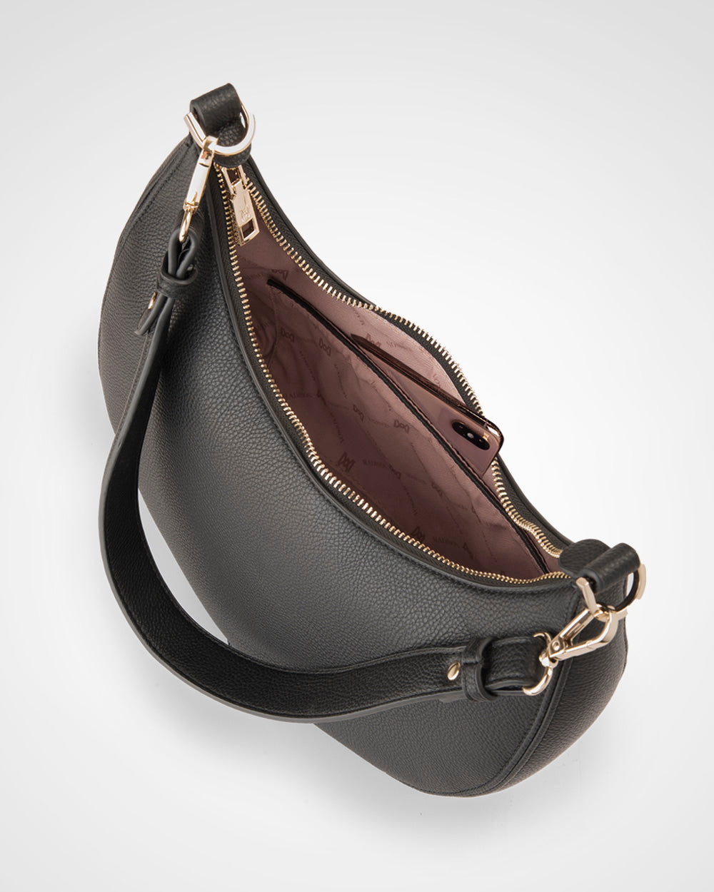 Pia Crescent Shoulder Bag With Crossbody Strap + Chunky Chain Strap-PEROZ Accessories