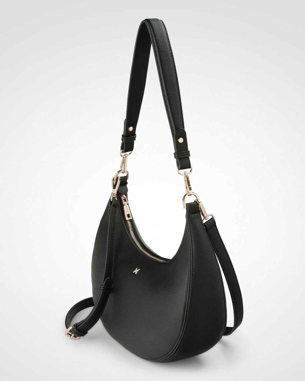 Pia Cresent Shoulder Bag With Crossbody Strap + Stripe Strap-Handbags-PEROZ Accessories