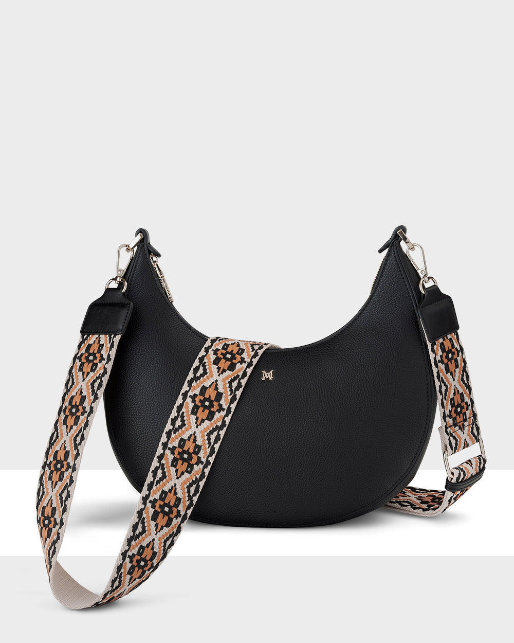 Pia Cresent Shoulder Bag With Crossbody Strap + Aztec Strap-Handbags-PEROZ Accessories
