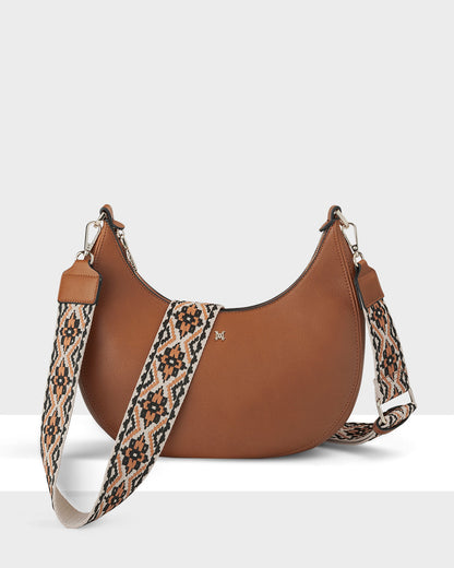 Pia Cresent Shoulder Bag With Crossbody Strap + Aztec Strap-Handbags-PEROZ Accessories