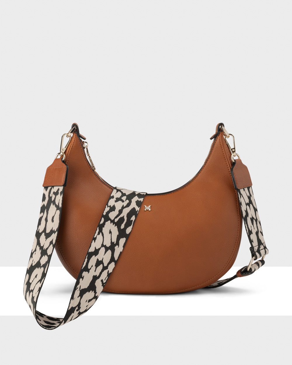 Pia Crescent Shoulder Bag With Crossbody Strap + Leopard Pattern Strap-PEROZ Accessories